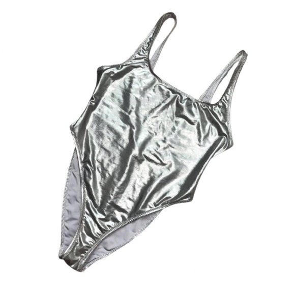 RARE SKIMS METALLIC SWIM HIGH CUT ONE PIECE | NICKEL x 1 - Picture 14 of 14